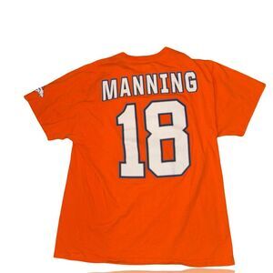 Denver Broncos Peyton Manning #18 Men's Orange T-Shirt Size Large NFL Apparel